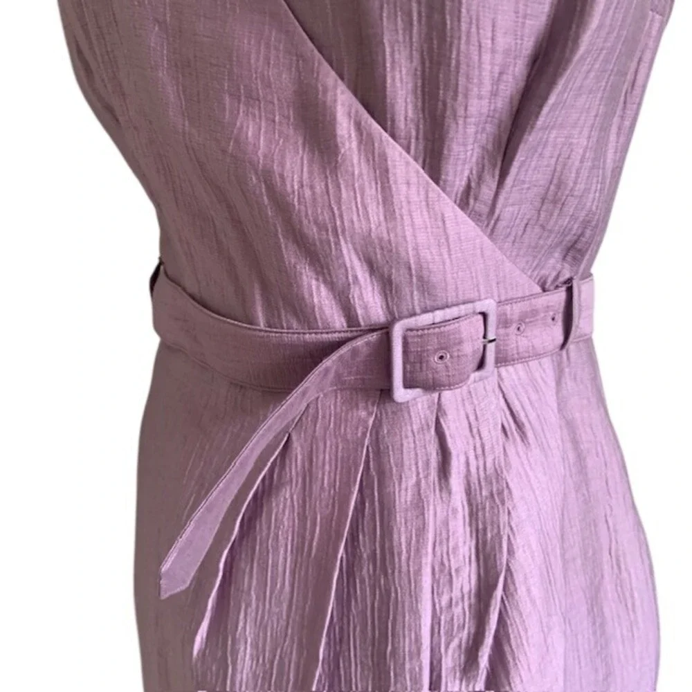 Lavender Sleeveless Wrap Dress 6‎ Belted V-Neck Minimalist Quiet Luxury Career